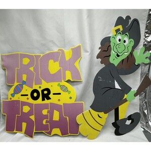 Halloween Witch And Trick Or Treat Decorations Indoor / Outdoor Yard Sign